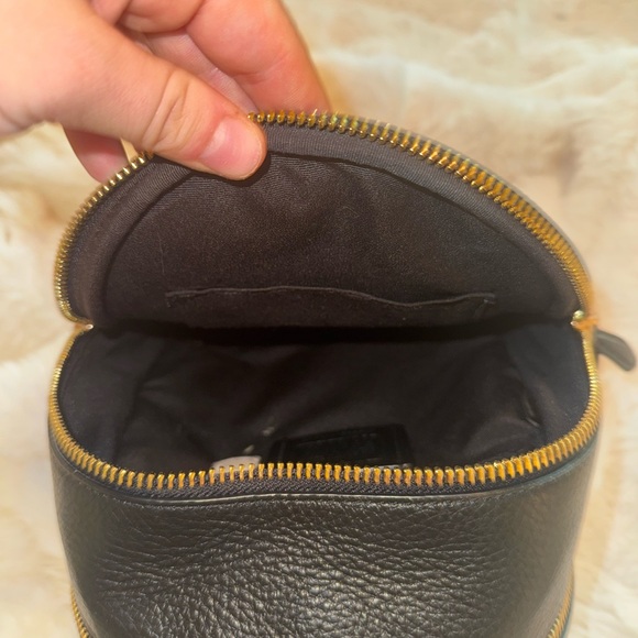 Coach Black Leather Mini Backpack with Gold Details
